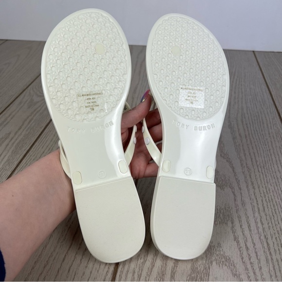 Tory Burch Studded Jelly Flip Flop Thong Sandals 11 Ivory/Cream $128 - Picture 6 of 8